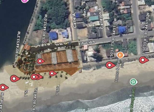 Ubicación del malecón, tomada de redes sociales de la prefectura en relación a nidos de tortugas localizados por el MAATE